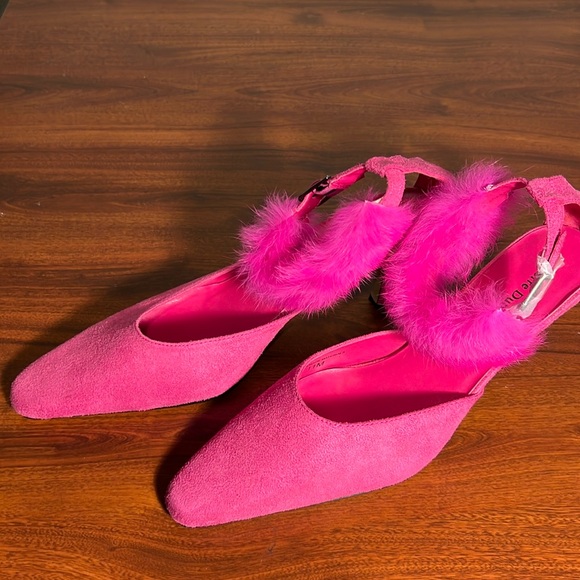 Pierre Dumas Shoes - Pierre Dumas, pink suede, 11m, rabbit fur ankle strap